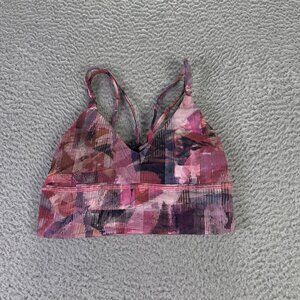Lululemon Uncaged Sports Bra Womens 2 Purple Abstract Straps Athletic Yoga